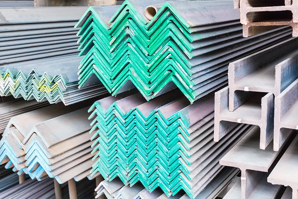 stacks of angle and beam