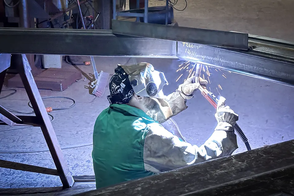 welding under a beam